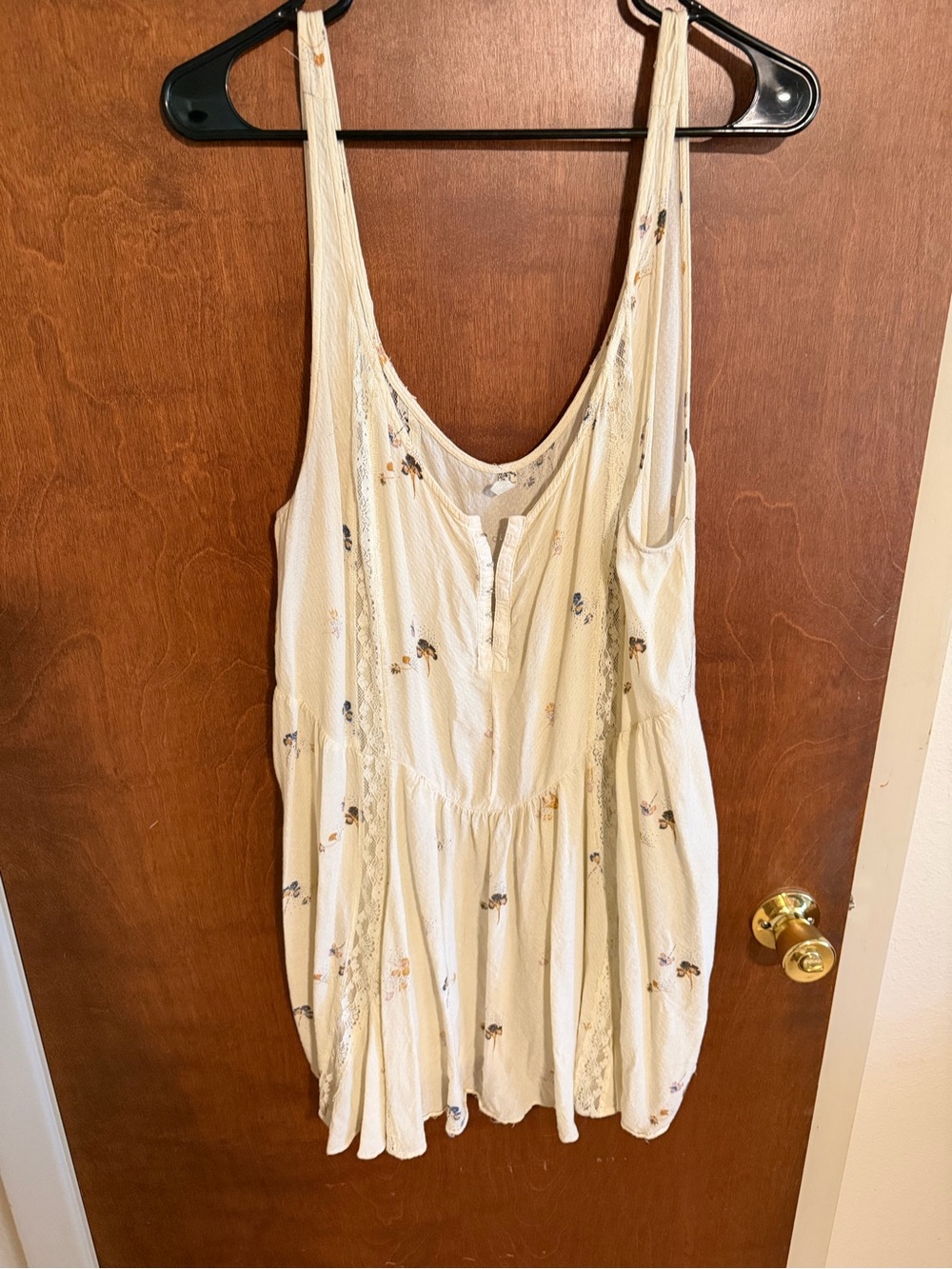 Free People Cream Floral Tank Top